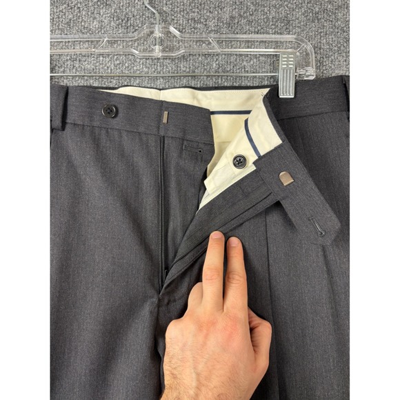 Brooks Brothers Dress Pants Mens 34x30 Charcoal Gray 1818 Madison Wool Pleated - Picture 2 of 6